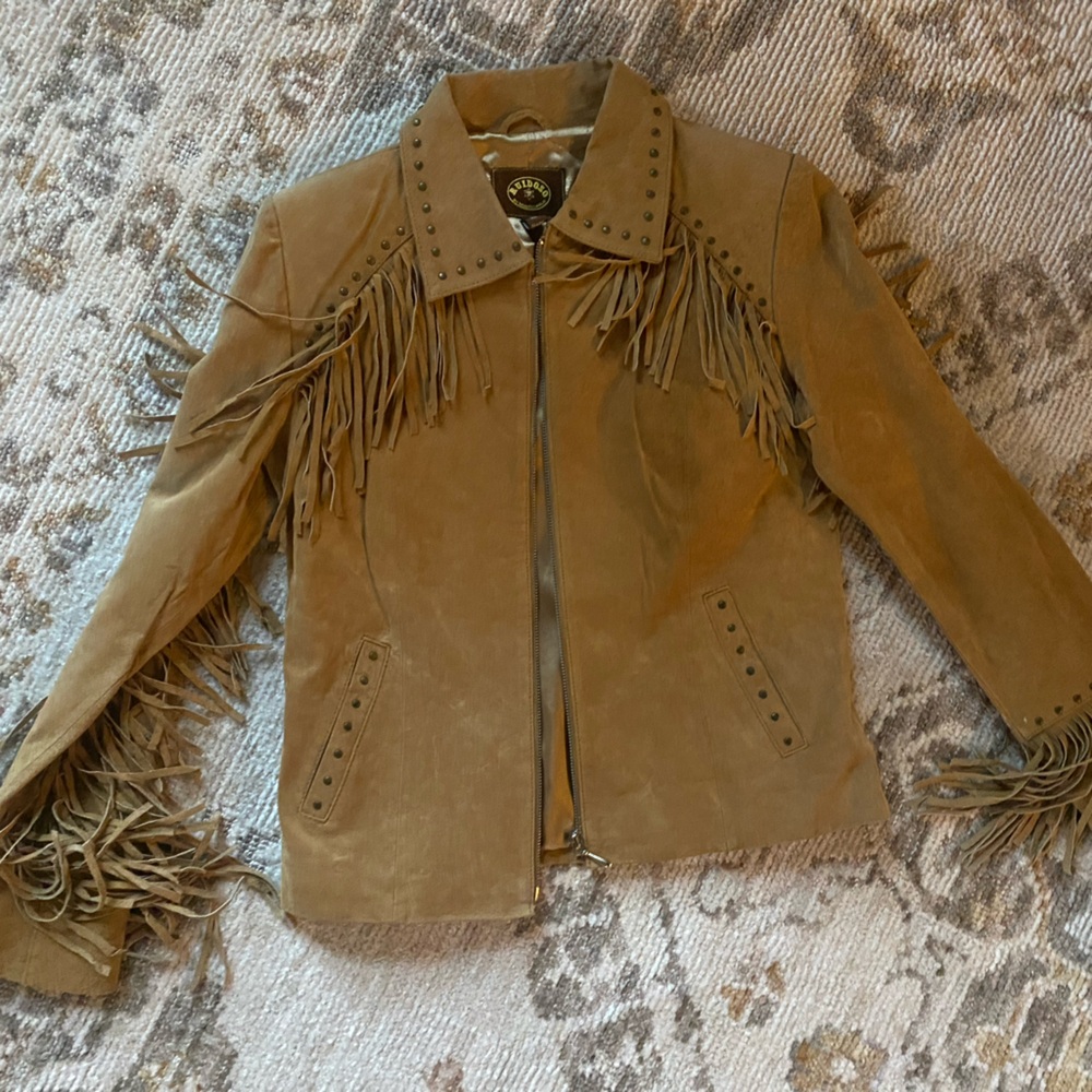 Genuine Suede Fringe  studs Jacket nwt M